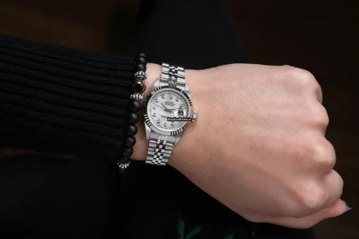 Well Made Replica Rolex Oyster Perpetual Lady Date 69160 Automatic Movement 26mm Steel Case Womens Watch - Image 7