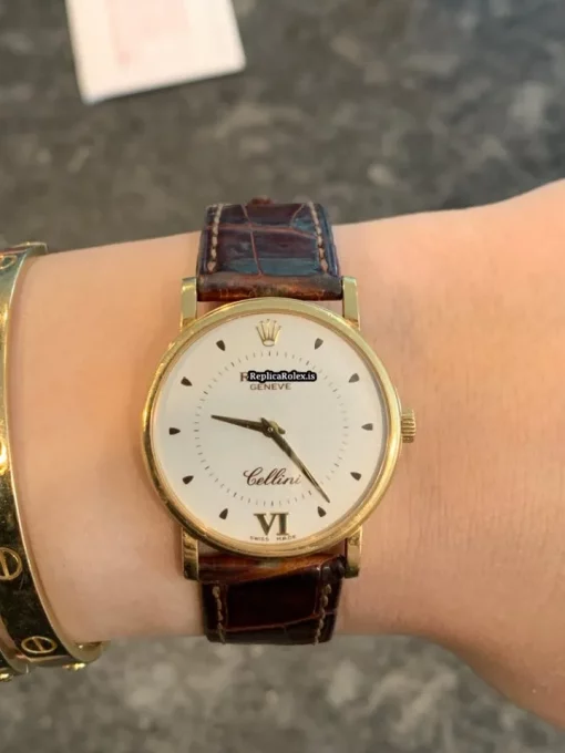 Cool Replica Rolex Cellini 5115 Caliber 1602 Manual Winding Movement 32x5.5mm Yellow Gold Case Mens/unisex Watch