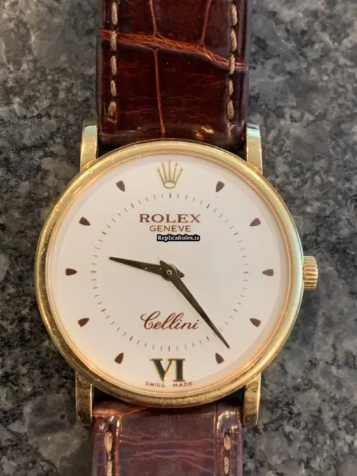 Cool Replica Rolex Cellini 5115 Caliber 1602 Manual Winding Movement 32x5.5mm Yellow Gold Case Mens/unisex Watch - Image 2