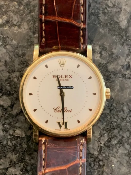 Cool Replica Rolex Cellini 5115 Caliber 1602 Manual Winding Movement 32x5.5mm Yellow Gold Case Mens/unisex Watch - Image 9
