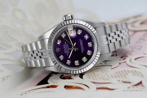 Excellent Replica Rolex Oyster Perpetual Lady Date 69160 Automatic Movement 26mm Steel Case Womens Watch - Image 4