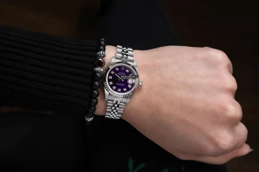 Excellent Replica Rolex Oyster Perpetual Lady Date 69160 Automatic Movement 26mm Steel Case Womens Watch - Image 7