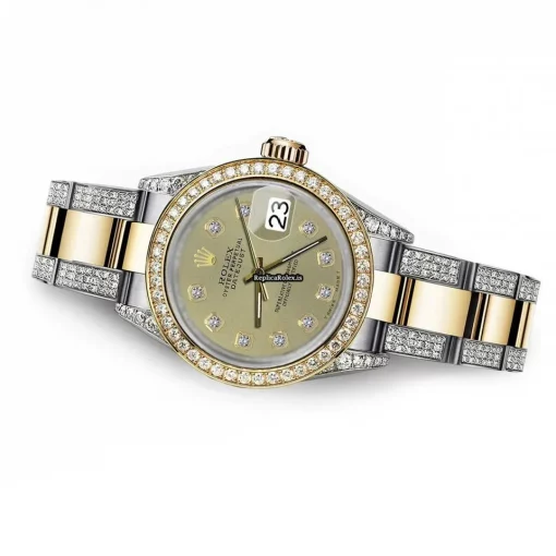 Nice Fakes Rolex Datejust 68173 Automatic Movement 31mm Gold/steel Case Womens Watch - Image 4