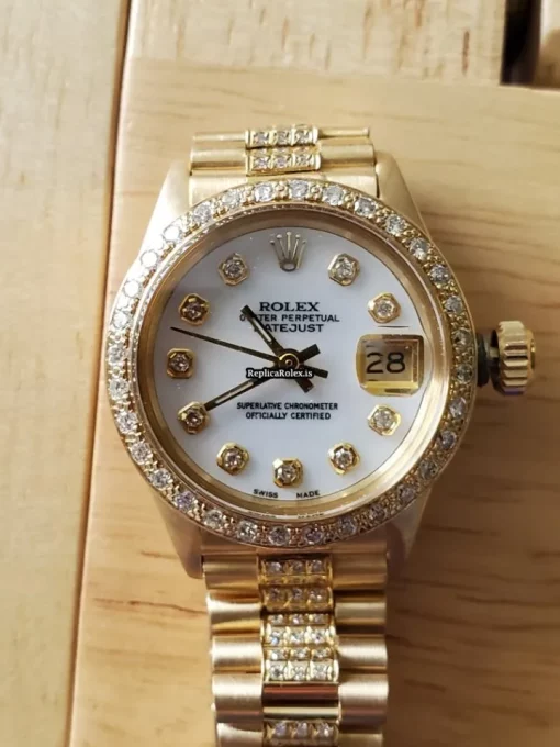 Incredible Copy Rolex Lady-datejust 6917 Caliber 2030 Automatic Movement 26mm Yellow Gold Case Womens Watch - Image 10
