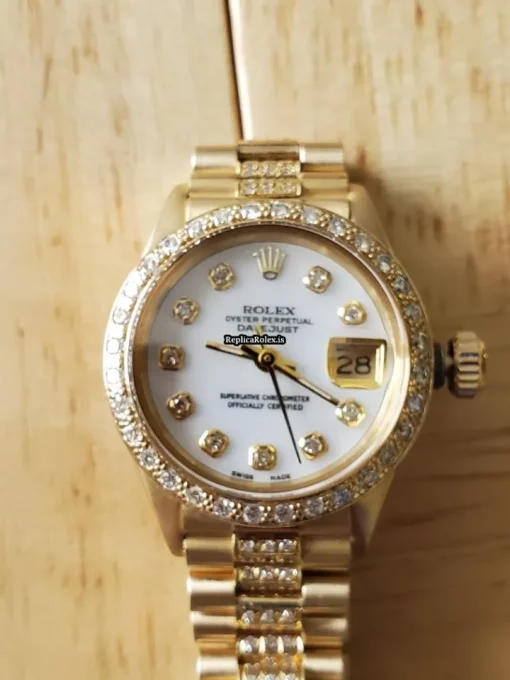 Incredible Copy Rolex Lady-datejust 6917 Caliber 2030 Automatic Movement 26mm Yellow Gold Case Womens Watch - Image 9