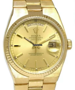 Durable Fake Rolex Day-date Oysterquartz 19018 Quartz Movement 36mm Yellow Gold Case Mens/unisex Watch