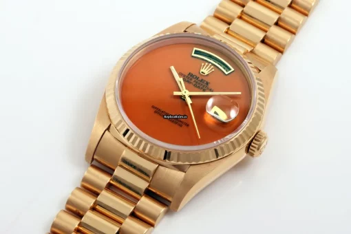 Durable Fake Rolex Day-date 36 18038 Caliber 3055 Automatic Movement 36mm Yellow Gold Case Mens/unisex Watch