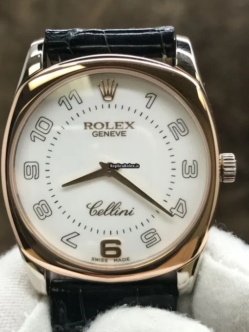 Luxury Replica Rolex Cellini Danaos 4233 Manual Winding Movement 33mm White Gold Case Watch