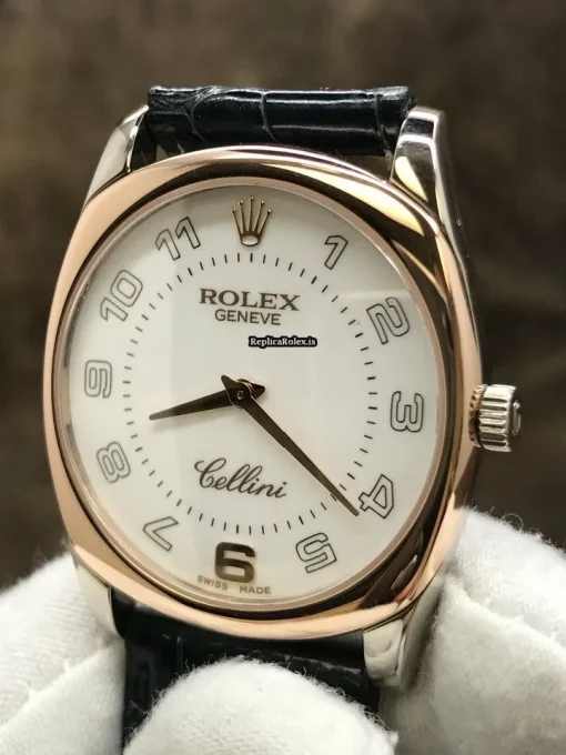 Luxury Replica Rolex Cellini Danaos 4233 Manual Winding Movement 33mm White Gold Case Watch - Image 2