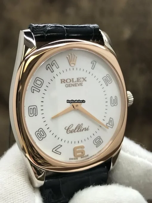 Luxury Replica Rolex Cellini Danaos 4233 Manual Winding Movement 33mm White Gold Case Watch - Image 3