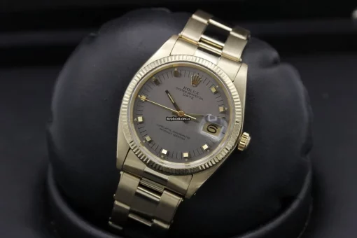 Nice Fake Rolex Oyster Perpetual Date 1503 34mm Yellow Gold Case Watch - Image 15
