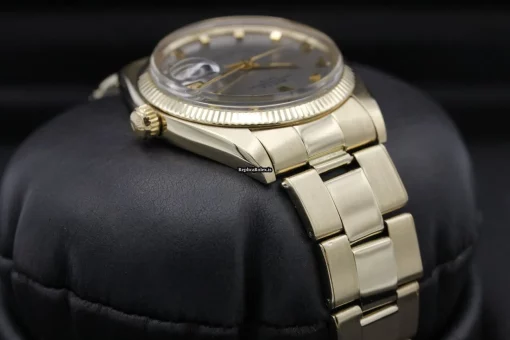 Nice Fake Rolex Oyster Perpetual Date 1503 34mm Yellow Gold Case Watch - Image 4