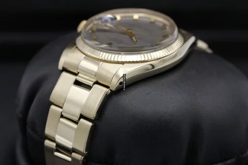 Nice Fake Rolex Oyster Perpetual Date 1503 34mm Yellow Gold Case Watch - Image 5