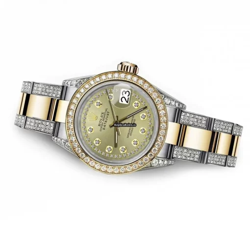 High-end Replica Rolex Datejust 68173 Automatic Movement 31mm Gold/steel Case Womens Watch - Image 4