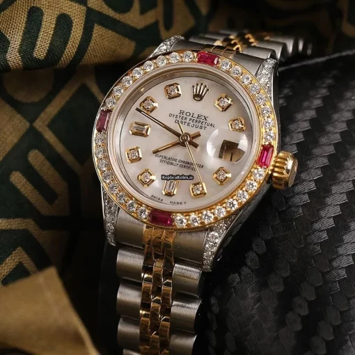 Pleasing Knockoff Rolex Lady-datejust 69173 Automatic Movement 26mm Gold/steel Case Womens Watch - Image 2