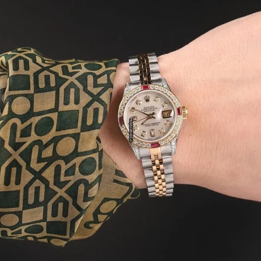 Pleasing Knockoff Rolex Lady-datejust 69173 Automatic Movement 26mm Gold/steel Case Womens Watch - Image 5