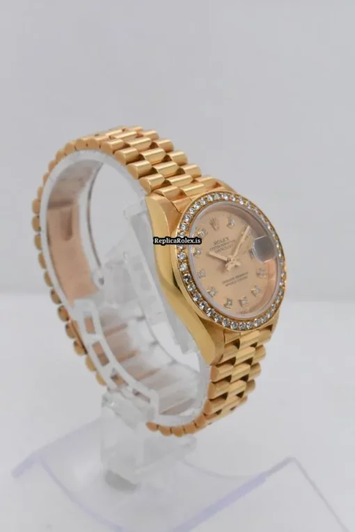 Inexpensive Fake Rolex Lady-datejust 69178 Caliber 2135 Automatic Movement 26mm Yellow Gold Case Womens Watch - Image 3