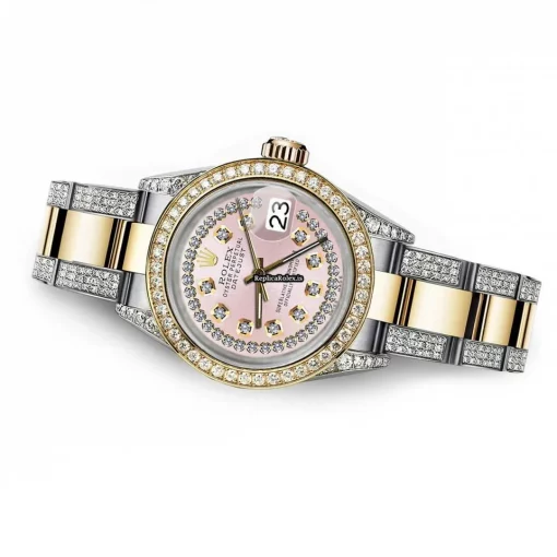 Amazing Knockoff Rolex Datejust 68173 Automatic Movement 31mm Gold/steel Case Womens Watch - Image 4