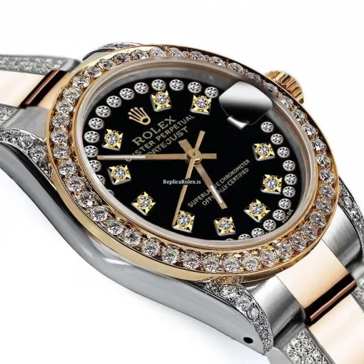 Swiss Replica Rolex Datejust 68173 Automatic Movement 31mm Gold/steel Case Womens Watch - Image 3