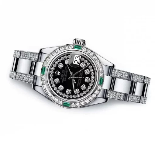 Great Replica Rolex Oyster Perpetual Lady Date 69160 Automatic Movement 26mm Steel Case Womens Watch - Image 2