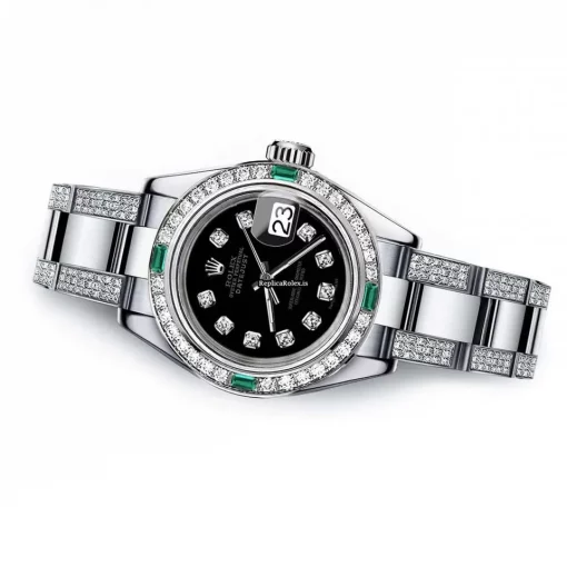 Discount Fake Rolex Oyster Perpetual Lady Date 69160 Automatic Movement 26mm Steel Case Womens Watch - Image 2