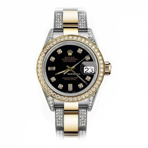 Well Made Replica Rolex Lady-datejust 69173 Automatic Movement 26mm Gold/steel Case Womens Watch