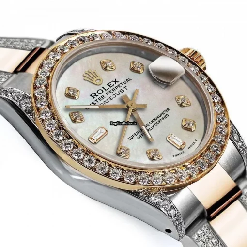 Ideal Replica Rolex Datejust 68173 Automatic Movement 31mm Gold/steel Case Womens Watch - Image 3