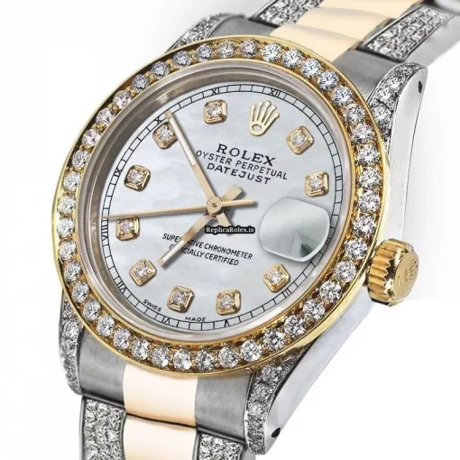 Distinctive Fake Rolex Datejust 68173 Automatic Movement 31mm Gold/steel Case Womens Watch - Image 2