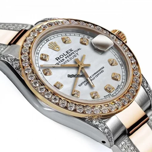 Distinctive Fake Rolex Datejust 68173 Automatic Movement 31mm Gold/steel Case Womens Watch - Image 3