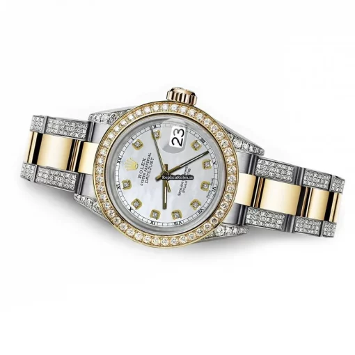Distinctive Fake Rolex Datejust 68173 Automatic Movement 31mm Gold/steel Case Womens Watch - Image 4