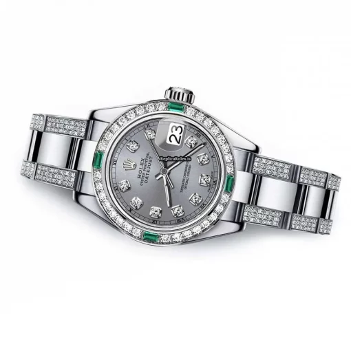 Defect Fake Rolex Oyster Perpetual Lady Date 69160 Automatic Movement 26mm Steel Case Womens Watch - Image 2