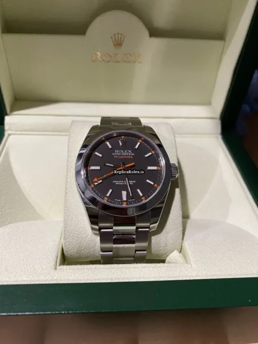 Perfect Replica Rolex Milgauss 116400 Caliber 3131 Automatic Movement 40mm Steel Case Mens/unisex Watch - Image 4