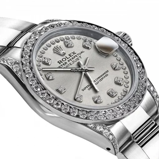 Pleasing Replica Rolex Oyster Perpetual Lady Date 69160 Automatic Movement 26mm Steel Case Womens Watch - Image 2