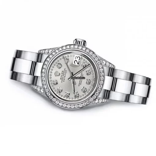 Pleasing Replica Rolex Oyster Perpetual Lady Date 69160 Automatic Movement 26mm Steel Case Womens Watch - Image 3