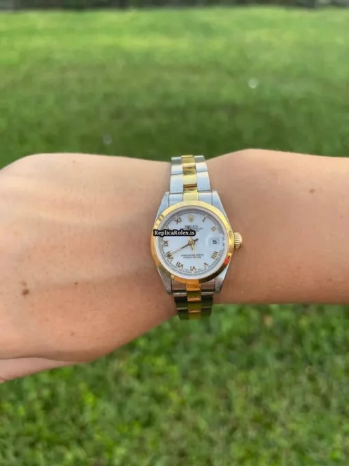 Nice Fake Rolex Oyster Perpetual Lady Date 69163 Caliber 2135 Automatic Movement 26mm Steel Case Womens Watch