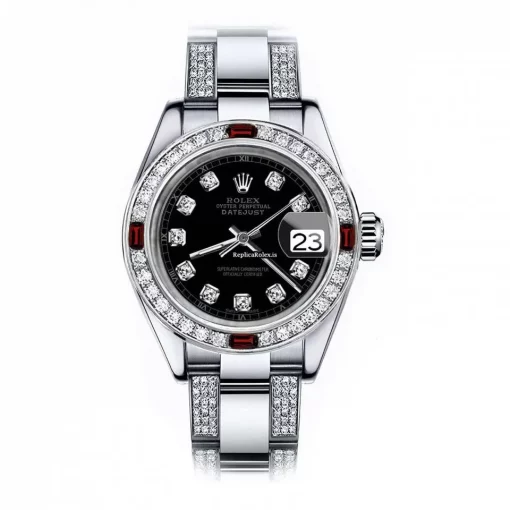 Luxury Fake Rolex Oyster Perpetual Lady Date 69160 Automatic Movement 26mm Steel Case Womens Watch