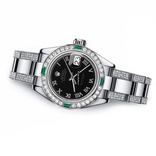 Nice Fakes Rolex Oyster Perpetual Lady Date 69160 Automatic Movement 26mm Steel Case Womens Watch - Image 2