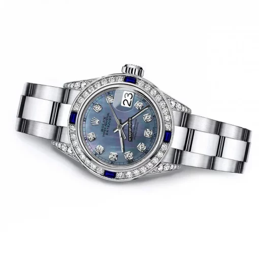 Remarkable Fake Rolex Oyster Perpetual Lady Date 69160 Automatic Movement 26mm Steel Case Womens Watch - Image 2