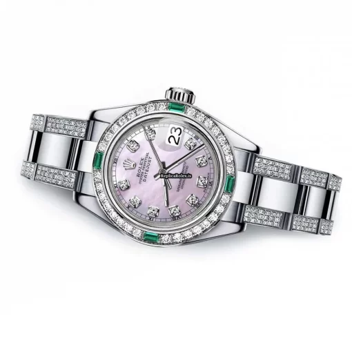 Suitable Replica Rolex Oyster Perpetual Lady Date 69160 Automatic Movement 26mm Steel Case Womens Watch - Image 2