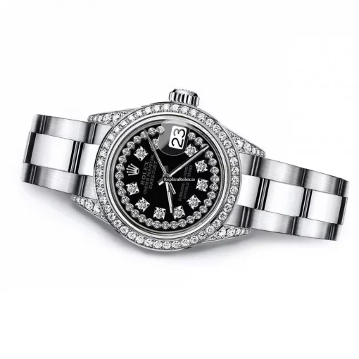 Reliable Replica Rolex Oyster Perpetual Lady Date 69160 Automatic Movement 26mm Steel Case Womens Watch - Image 3