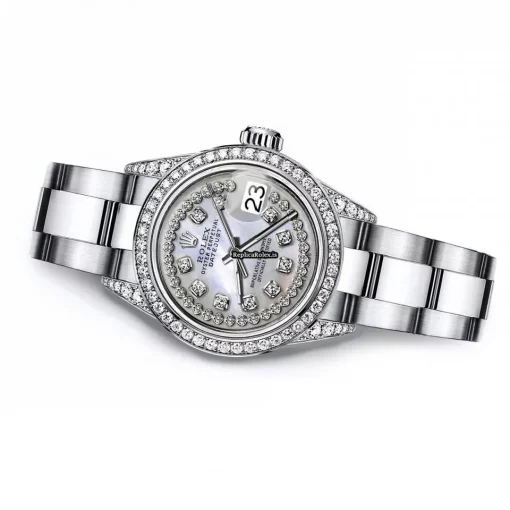 Top Replica Rolex Oyster Perpetual Lady Date 69160 Automatic Movement 26mm Steel Case Womens Watch - Image 3