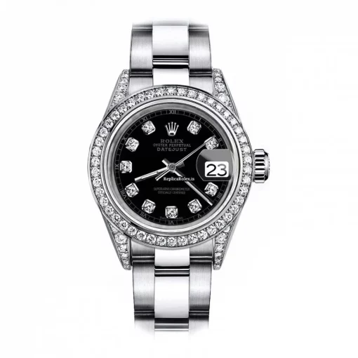 Well Made Fake Rolex Oyster Perpetual Lady Date 69160 Automatic Movement 26mm Steel Case Womens Watch