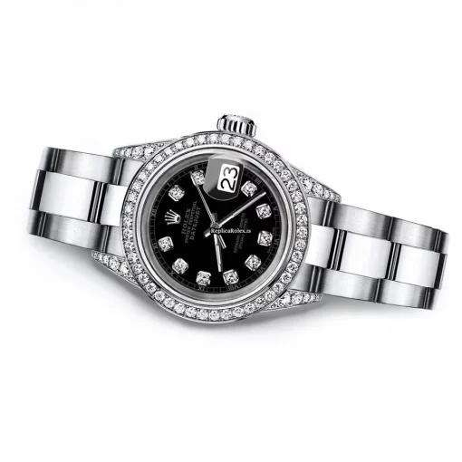 Well Made Fake Rolex Oyster Perpetual Lady Date 69160 Automatic Movement 26mm Steel Case Womens Watch - Image 3