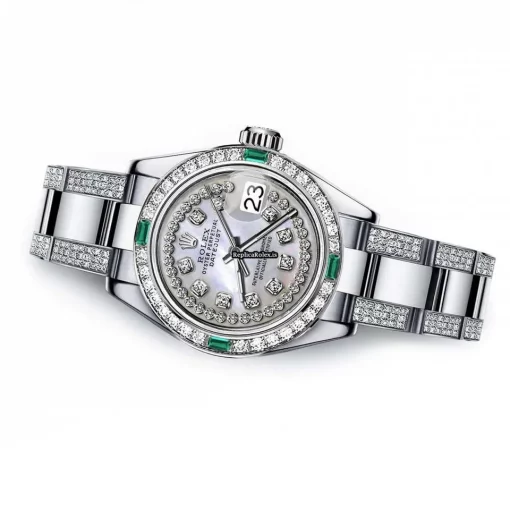 Fantastic Fake Rolex Oyster Perpetual Lady Date 69160 Automatic Movement 26mm Steel Case Womens Watch - Image 2