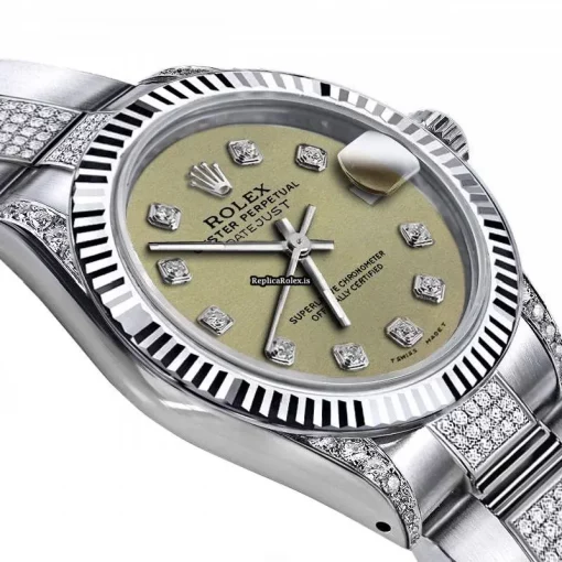 Amazing Imitation Rolex Oyster Perpetual Lady Date 69160 Automatic Movement 26mm Steel Case Womens Watch - Image 2