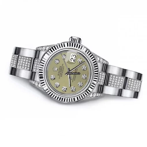 Amazing Imitation Rolex Oyster Perpetual Lady Date 69160 Automatic Movement 26mm Steel Case Womens Watch - Image 3