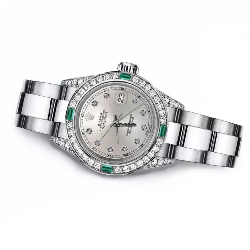 Good Fake Rolex Oyster Perpetual Lady Date 69160 Automatic Movement 26mm Steel Case Womens Watch - Image 2