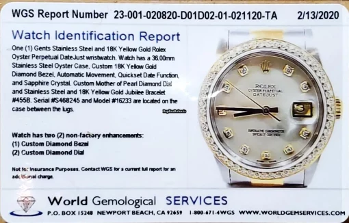 Wonderful Replica Rolex Datejust 16233 Automatic Movement Gold/steel Case Mens/unisex Watch - Image 2