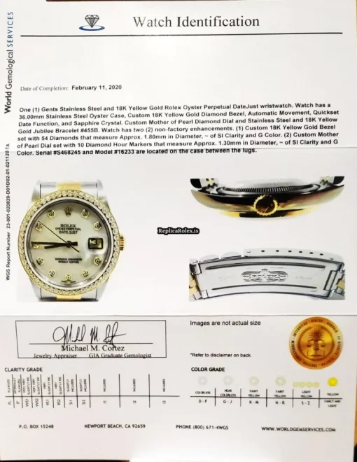 Wonderful Replica Rolex Datejust 16233 Automatic Movement Gold/steel Case Mens/unisex Watch - Image 3