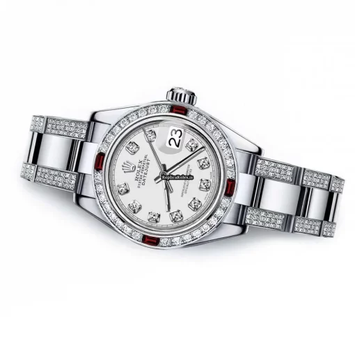Excellent Fakes Rolex Oyster Perpetual Lady Date 69160 Automatic Movement 26mm Steel Case Womens Watch - Image 2